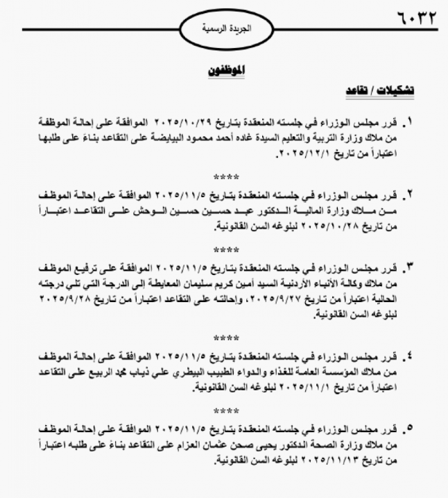 موظفون حكوميون إلى التقاعد (أسماء)