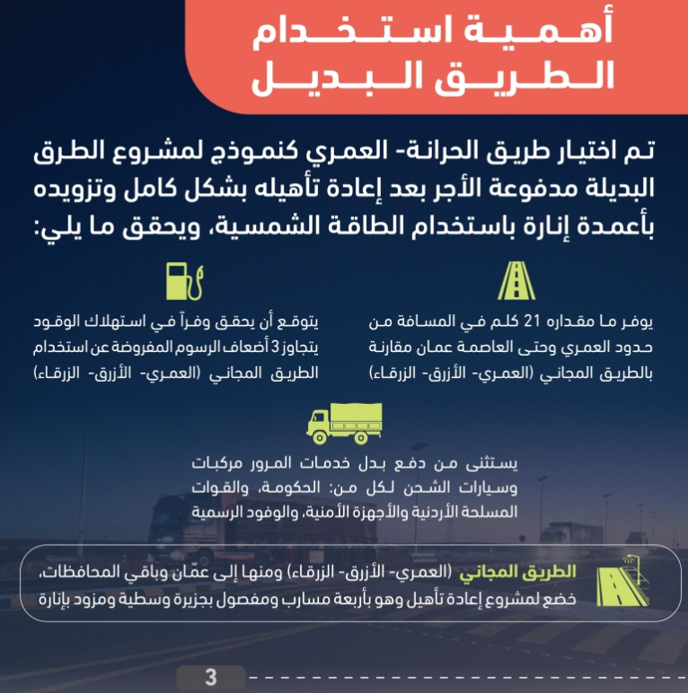 بدء تطبيق نظام الدفع على طريق الحرانة العمري اعتبارا من السبت