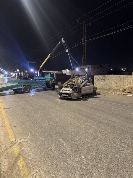 حادث تصادم بين مركبتين في محافظه مأدبا