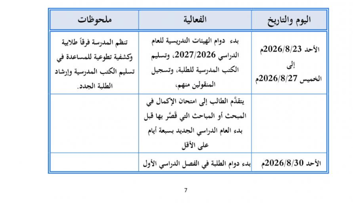 وزارة التربية تحدد مواعيد عطلة المدارس الحكومية والخاصة لعام 2026