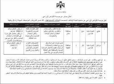 مؤسسات حكومية تعلن وظائف شاغرة للحالات الانسانية