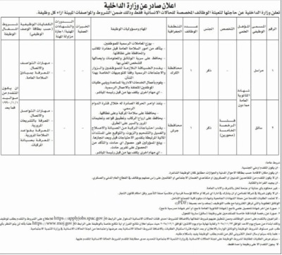وزارة الداخلية تطلب أردنيين لهذه الوظائف - تفاصيل